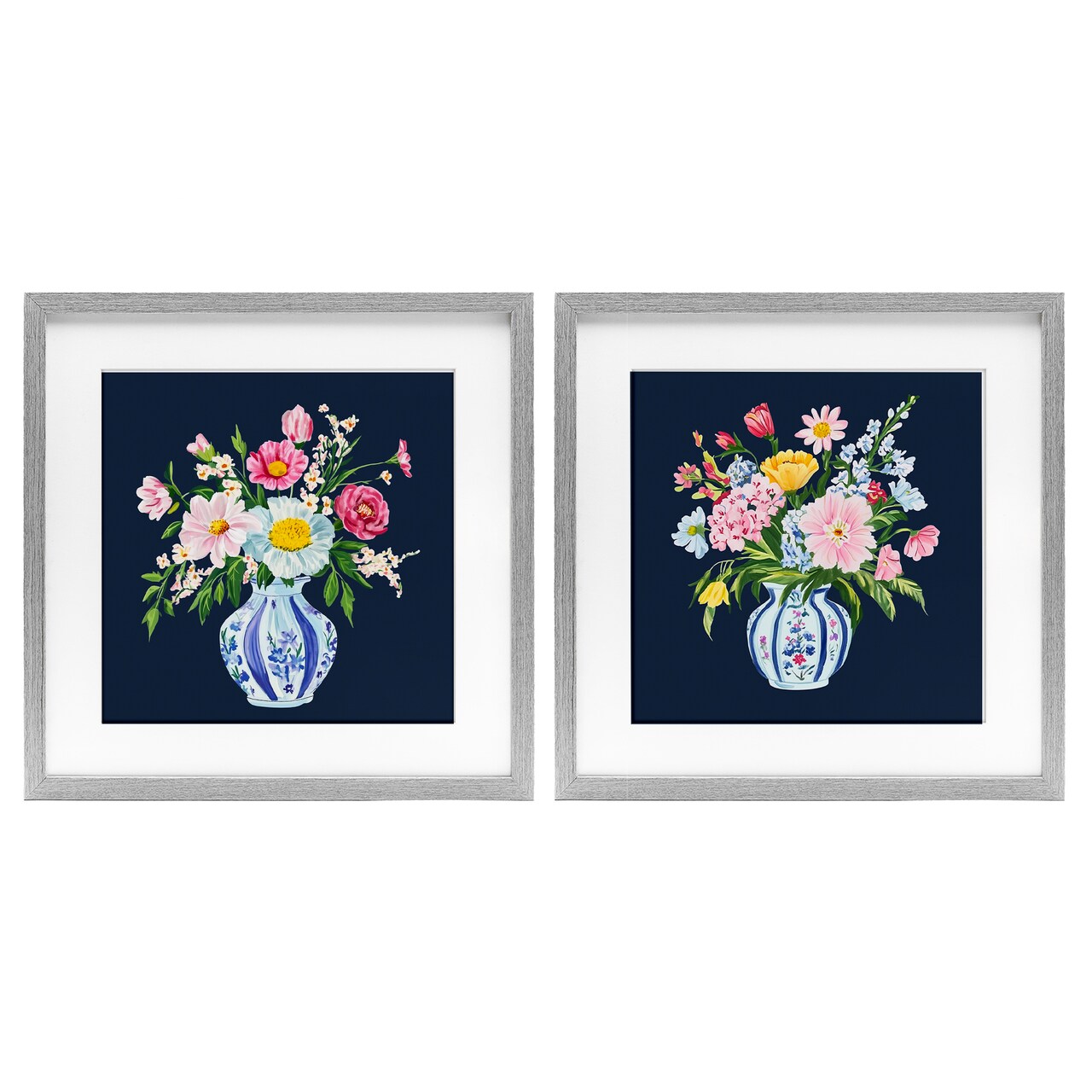 Stupell Industries Twin Chinoiserie Vases 2pc Framed Print Under Glass Set, design by Yen